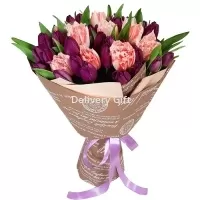 51 розовый и фиолетовый тюльпан от Delivery Gift.